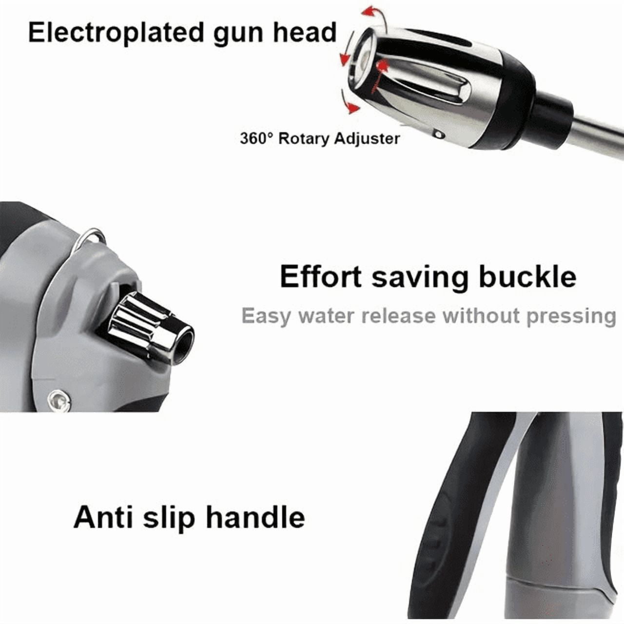 Long Reach Car Wash Gun, 3 Spray Patterns Foam Cannon, Rotating Garden Hose Nozzle for Cleaning Watering(C)