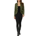 thumbnail image 2 of INSPIRE CHIC Women's Faux Suede Open Front Long Sleeve Button Decor Steampunk Jacket S Green, 2 of 6
