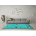 thumbnail image 3 of Ahgly Company Machine Washable Indoor Rectangle Abstract Turquoise Blue Contemporary Area Rugs, 7' x 10', 3 of 4