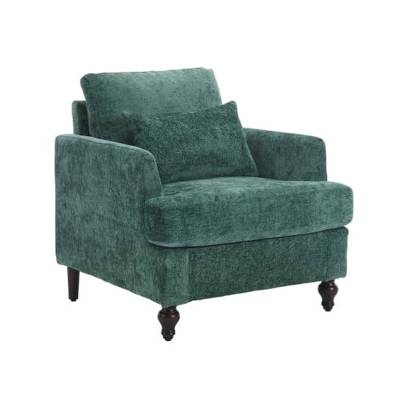 Knubmt Upholstered Armchair Lounge Chair with Wood Legs, Accent Chair for Living Room, Office, Green