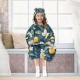 thumbnail image 7 of FORMRS Wearable Blanket Hoodie with Sleeves for Kids Cozy Flannel Sweatshirt, Floral Lemon, 7 of 7