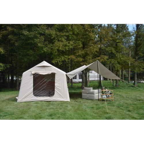 Air Glamping Tents with canopy Waterproof and Windproof Blow up Tent Beige for 7-8 People
