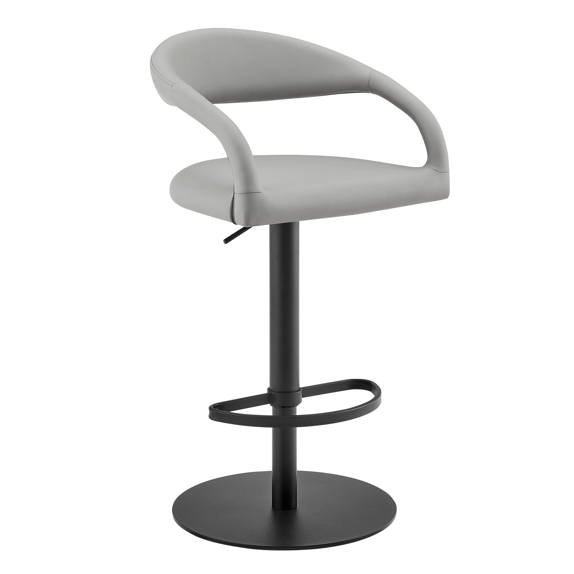 Marlow Modern Contemporary Swivel Metal Adjustable Height Barstool With Faux Leather Seat