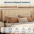 thumbnail image 4 of Asofer Queen Storage Bed Frame with Hydraulic Lift, Upholstered Headboard & Wood Slats, Beige, 4 of 14