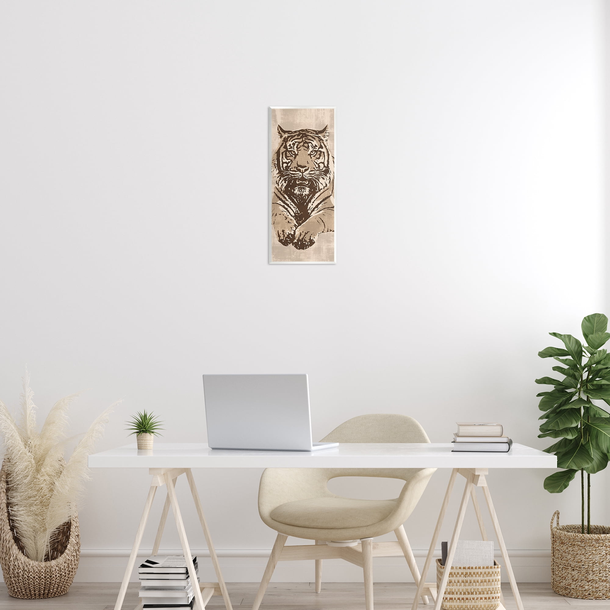 Stupell Industries Fierce Tiger Baring Teeth Animals Painting Unframed Art Print Wall Art, 7 x 17