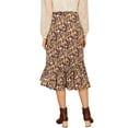 thumbnail image 3 of INSPIRE CHIC Women's Floral Fall Elastic Waist Ruffle High Low Hem Skirt, 3 of 7