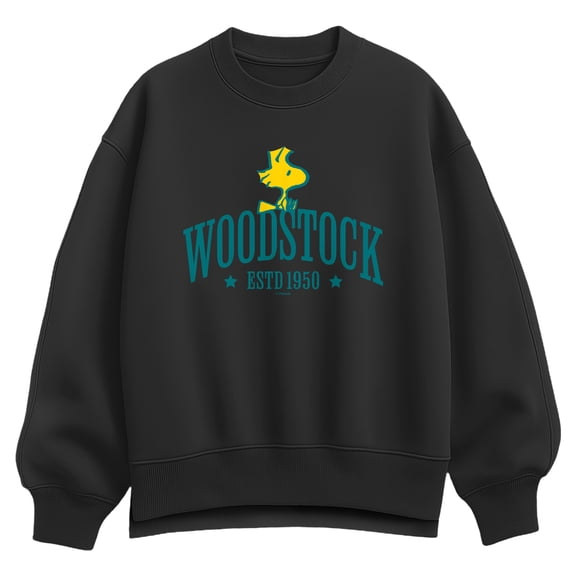 Peanuts - Woodstock Collegiate - Women's Oversized Fleece Crew Sweatshirt