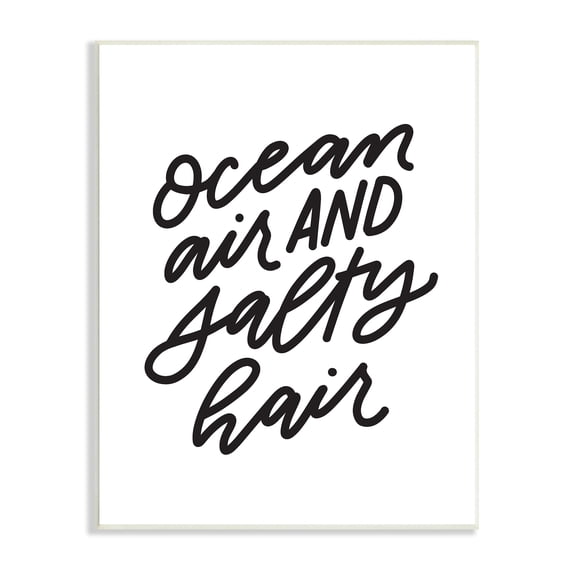 Stupell Industries Ocean Air Salty Hair Beach Lover Calligraphy Graphic Art Unframed Art Print Wall Art, Design by Leah Bisch