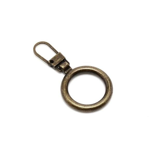 15pcs Alloy Zipper Puller Zip Pull Tab Replacement Garment and bag Accessories Round Antique Bronze 4.5x2.3x0.4cm Hole: 10x6.5mm