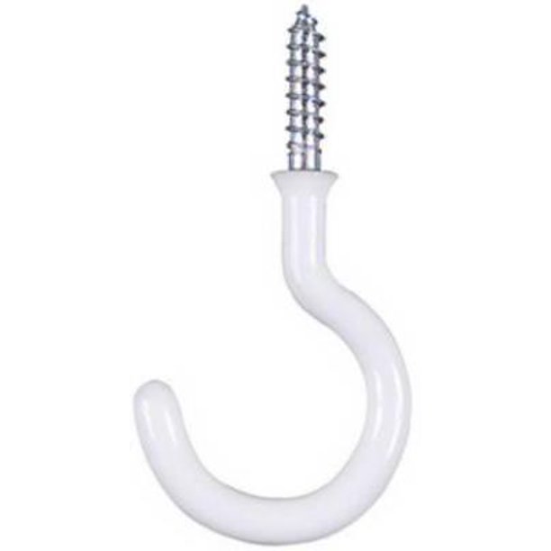 2PK 3/4" White Vinyl Coated Cup Hooks Decorative White