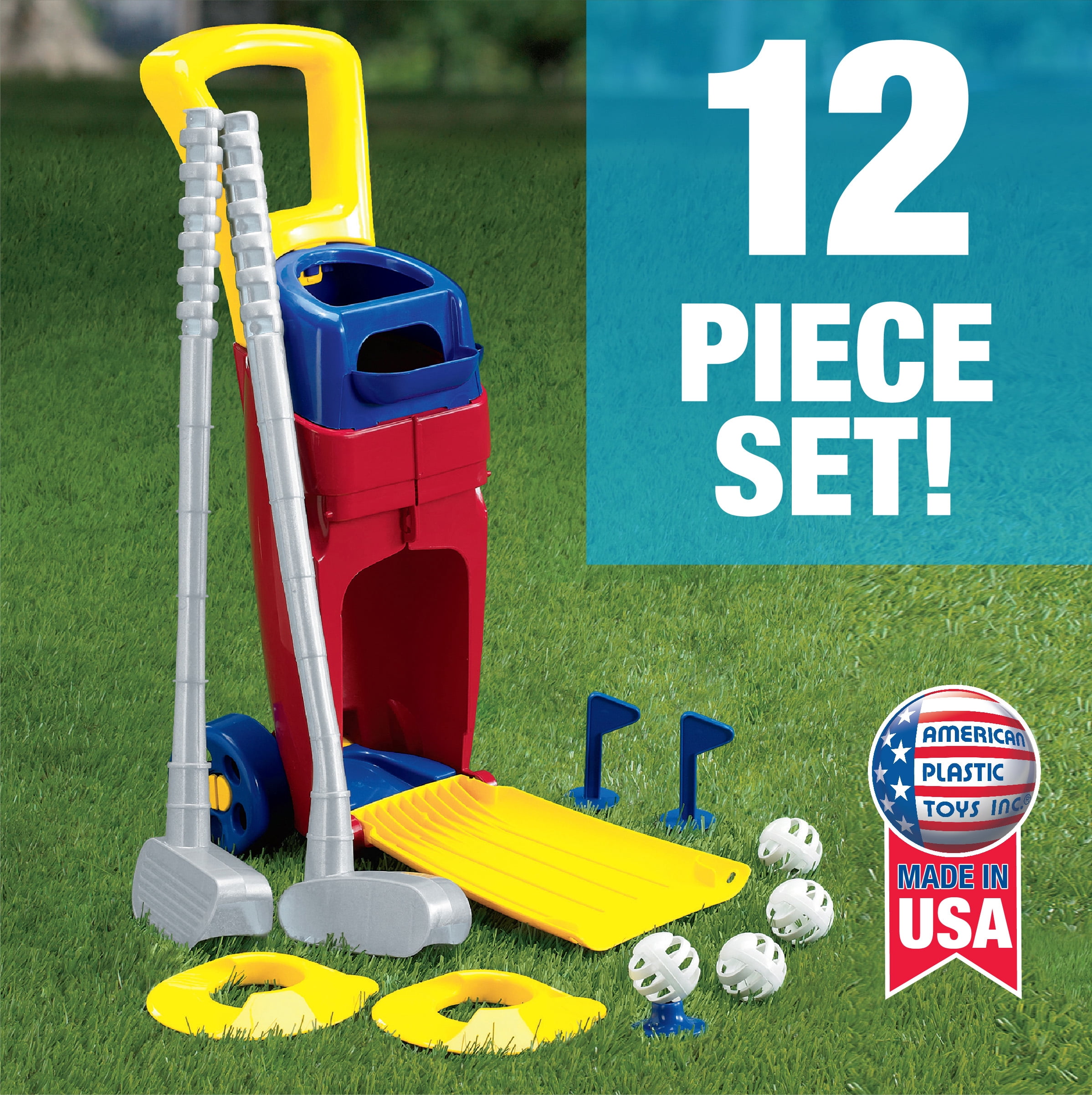 American Plastic Toys Kids Junior Pro Golf Set with 11 Accessories, Blue