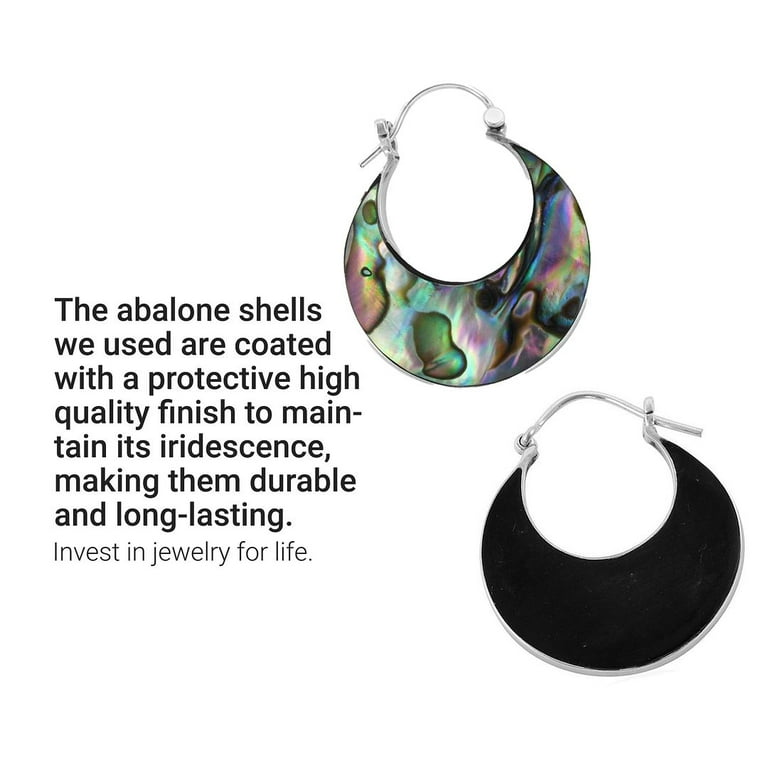 Shop LC Abalone Shell Hoop Earrings in 925 Sterling Silver - Genuine  Handmade Abalone Boho Jewelry for Women - Natural Abalone Bali Hoops  Dangling