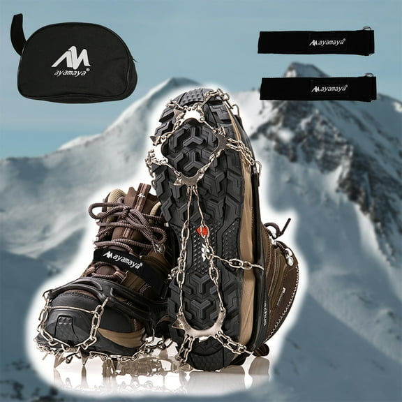 Crampons for Hiking Boots, Durable Stainless Steel Traction Cleats Ice Snow Grips Safe Protect for Hiking On Ice & Snow Ground