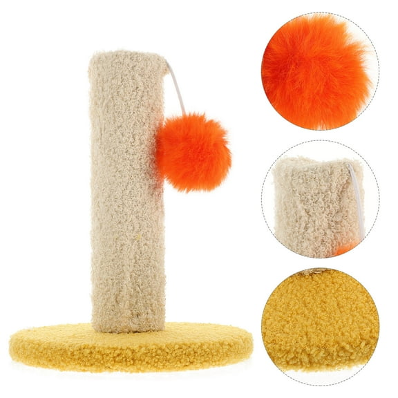 PAMINGONO 1Pack Mohair Cat Scratching Post for Indoor Kitten and Cat with Interactive Toy Style