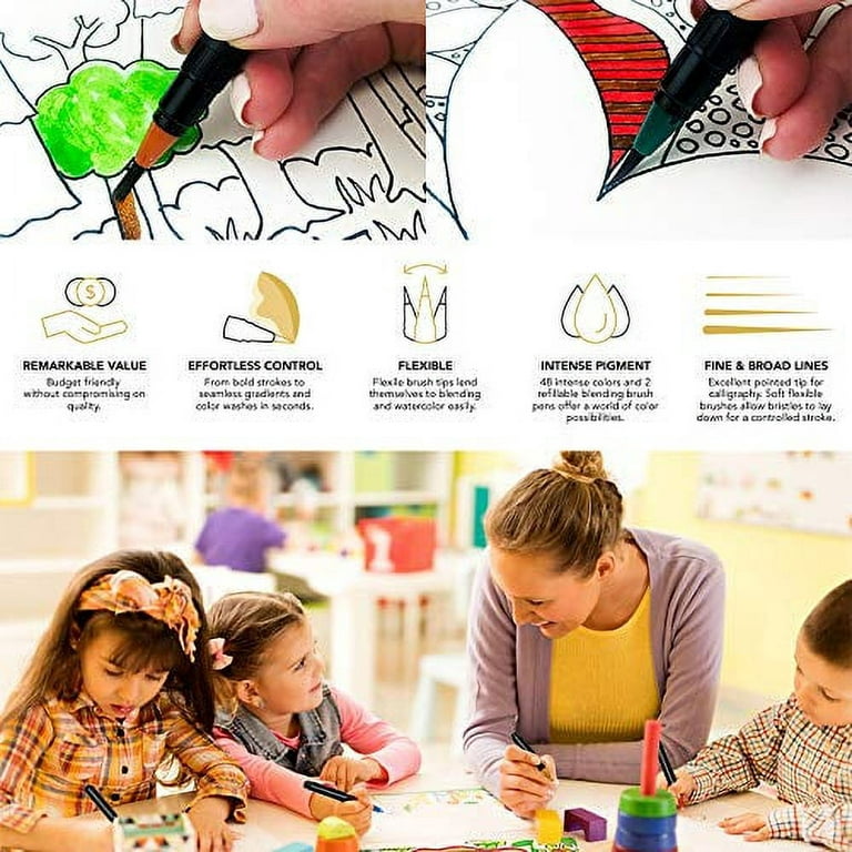 20 Color Premium Soft Watercolor Brush Pen Flexible Tip Painting Brush Water  Pens for Children Adult Black Holder Coloring
