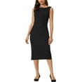 thumbnail image 2 of INSPIRE CHIC Women's Boat Neck Sleeveless Midi Formal Dress S Black, 2 of 6