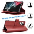 thumbnail image 2 of TakFox For Samsung Galaxy S22 Ultra Wallet Case,[9 Card Slots] PU Leather ID Credit Holder Folio Flip [Detachable] Kickstand Magnetic Phone Cover,Red, 2 of 7