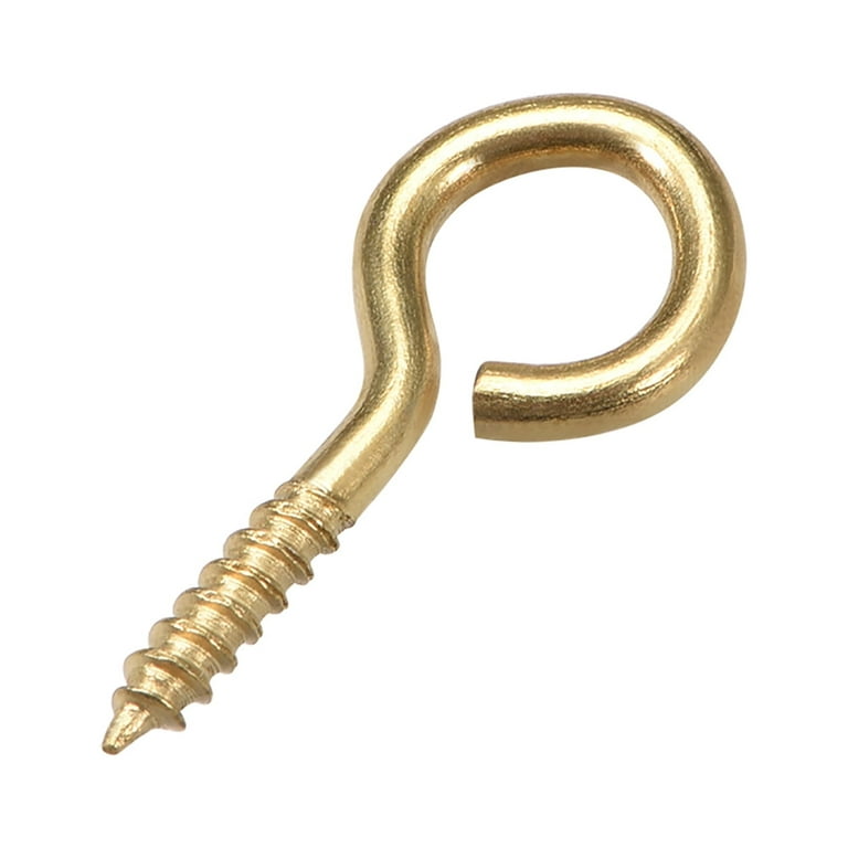 Uxcell 0.9 Small Screw Eye Hooks Self Tapping Screws Carbon Steel Gold  50Pcs 
