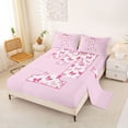 thumbnail image 2 of Erosebridal Pink Bow Letter T Bed Sheets for Girls Women, Cute Buffalo Ribbon King Sheets, 4-Piece, 2 of 6
