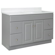 Design House 586008 Wyndham 2-Door 4-Drawer Vanity with Cultured Marble 8 in. Centerset Solid White Top, Unassembled, 49x22, Gray