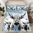 thumbnail image 2 of YST Highland Cow Print Bed&nbsp;Sheets Queen,Blue Western Farmhouse Sheet&nbsp;Set Rustic Home Decor,Longhorn Cattle Farm Animals Fitted&nbsp;Sheet Graffiti Daisy Flowers Bed&nbsp;Set Cowboys, 2 of 5