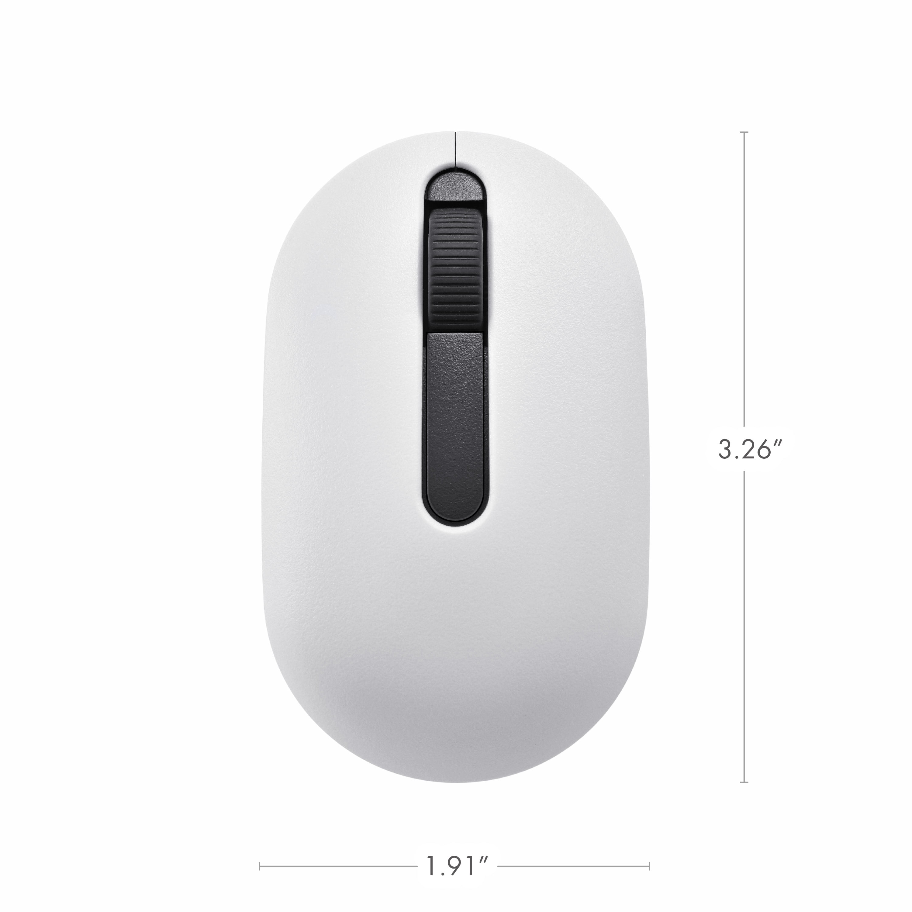 onn. Wireless Travel Mouse with 3 Buttons and Scroll Wheel Wireless USB Receiver White