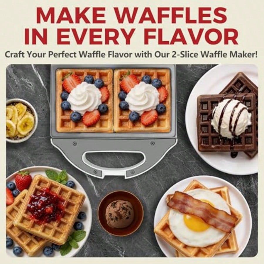 Ceramic Mini Waffle Maker 2 Slices Belgian Waffle Maker Waflera Electrica Double Small Waffle Maker Making 2 × 4" Waffles with PFAS-Free Ceramic Coated Non-Stick Cooking Plates White