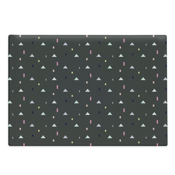 Geometric Cutting Board, Triangles Color Bands Memphis Abstract Creative Futuristic Graphic Art, Decorative Tempered Glass Cutting and Serving Board, Large Size, Dark Taupe Multicolor, by Ambesonne