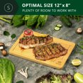 thumbnail image 6 of Royal Craft Wood Bamboo Cutting Board with Juice Groove – Small Wooden Butcher Block for Kitchen Meal Prep, Chopping Board for Meat, Cheese & Vegetables with Handles (S, 12" x 8"), 6 of 7