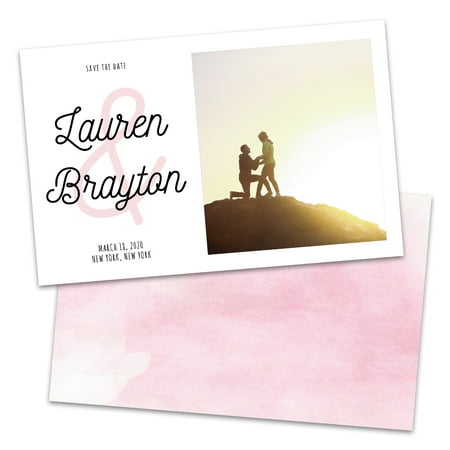 Personalized Pink Watercolor Photo Save The Dates (Best Way To Save Photos)