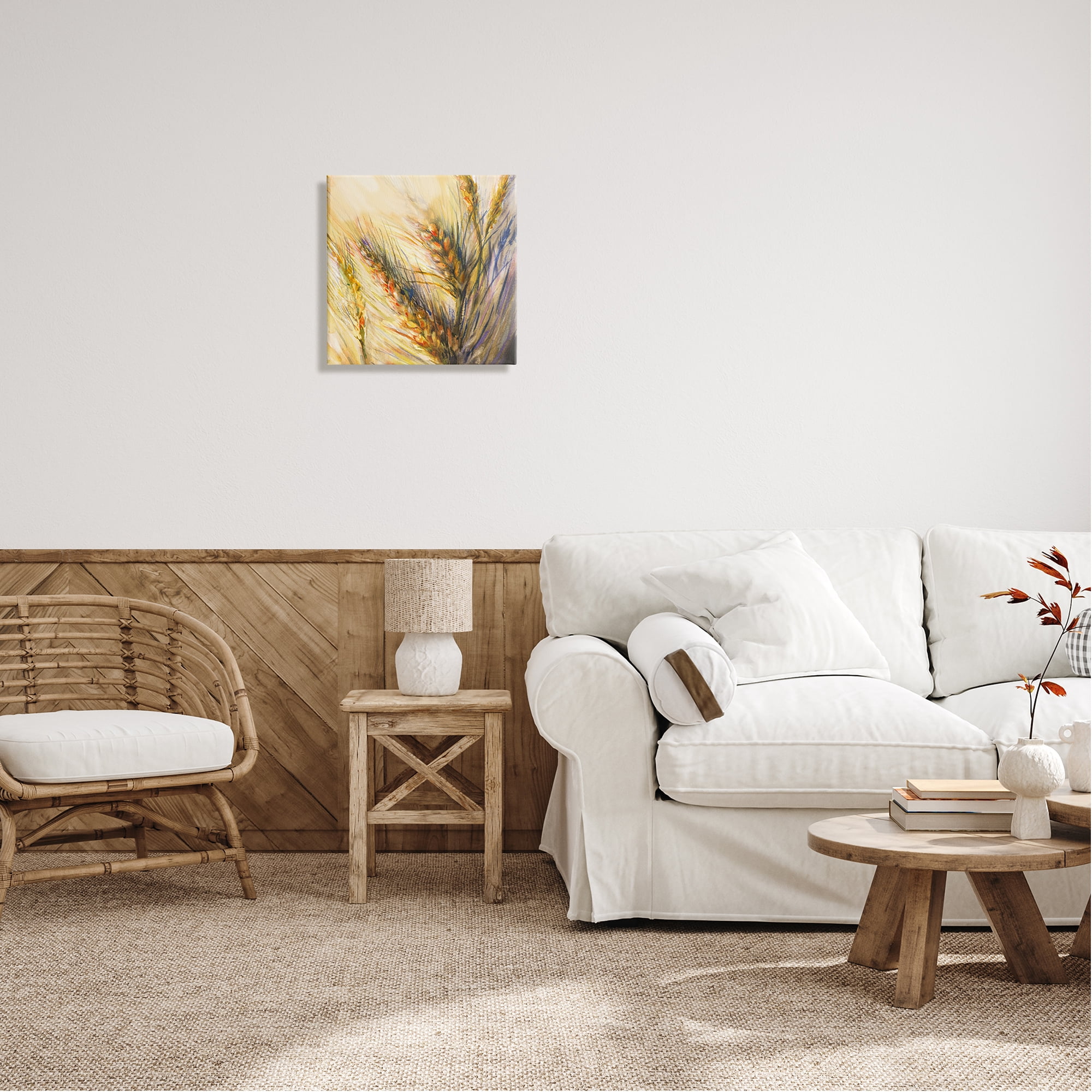 Stupell Industries Autumn Wheat Painting Botanical & Floral Painting Gallery Wrapped Canvas Print Wall Art, 17 x 17