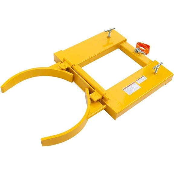 HPDMC Drum Grabber 1500lbs Capacity Single Fork Mounted Drum Gripper, Hinged Folding Arm Design for 55 Gallon Drums up to 22.4" Diameter, Yellow