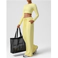 thumbnail image 6 of PISONIC Women's 2 Piece Lounge Sets Long Sleeve Crop Tops and Wide Leg Pants Set Matching Travel Airport Outfit, 6 of 8