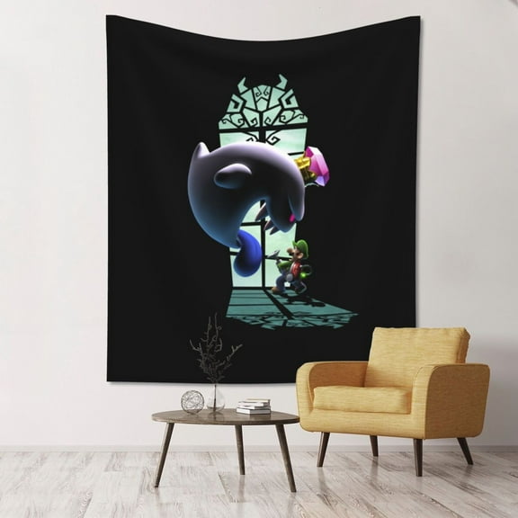 Cartoon Adventure Luigi's Mansion Tapestry Decor Luxury Wall Hanging Tapestries For Bedroom Living Room Dormitory Mural Blanket 60x51in