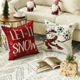 thumbnail image 4 of Sm:)e Snowman Let It Snow Winter Christmas Pillow Covers 18 x 18 Inch, Set of 4, Xmas Holiday Decorative Outdoor Pillow Case Red Cushion Sofa Couch, 4 of 6