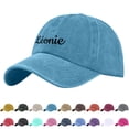 thumbnail image 2 of AWZXDE Unisex DIY Embroidered Coated Washed Denim Cowboy Style Trucker Sun Hat Baseball Cap For Men Women Blue, 2 of 9