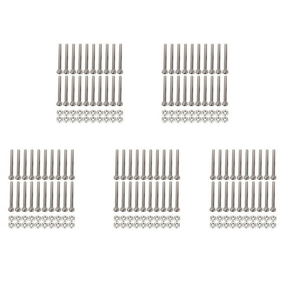 M2 x 20mm Long Hex Socket Knurled Cap Screws Bolts Nuts Set 100Pcs