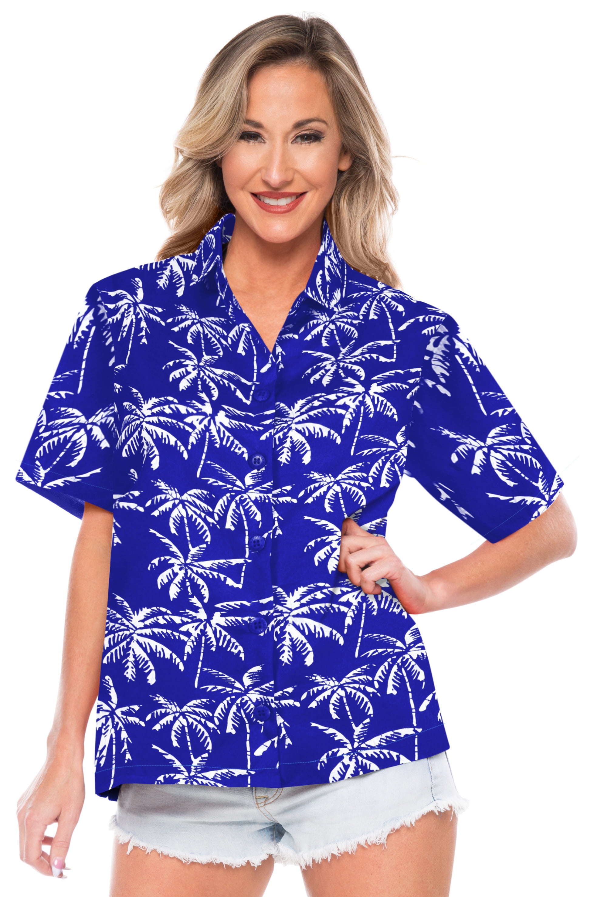 HAPPY BAY - HAPPY BAY Blouses Button Down Relaxed Women Hawaiian Collar ...