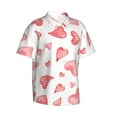 thumbnail image 2 of Balery Pink Hearts Print Men's Hawaiian Shirts Short Sleeve Beach Shirt Relaxed Fit Vacation Button Down Shirts-Medium, 2 of 9