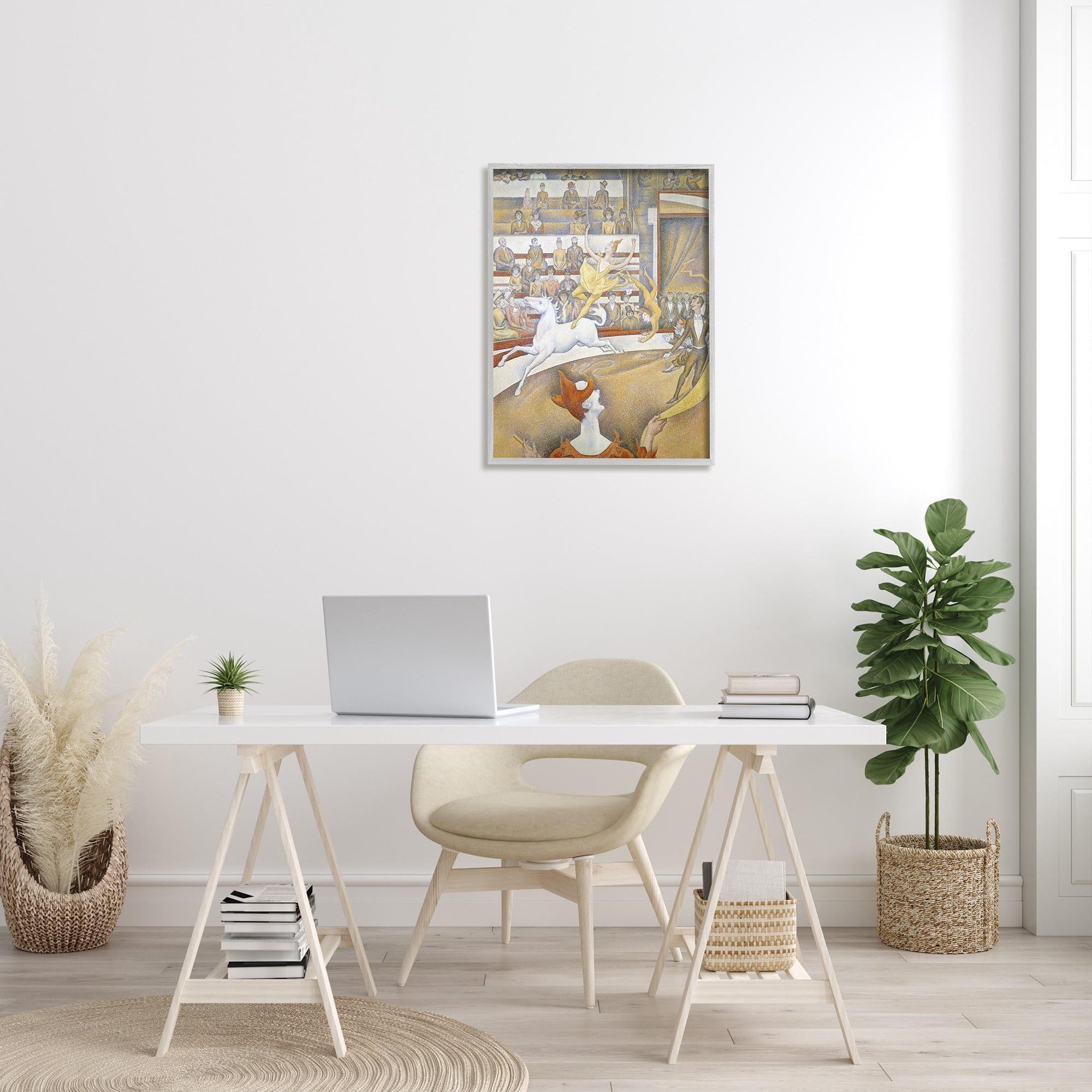 Stupell Industries The Circus Classic Painting George Seurat Performance Portrait Painting Gray Framed Art Print Wall Art, Design by one1000paintings