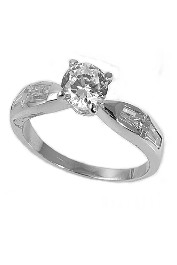 Round Center Designer Cubic Zirconia Ring Sterling Silver 925 Size 8