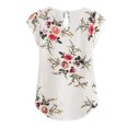 thumbnail image 4 of Qarigey Camiseta de mujer Camiseta plisada estampada Top Cuello Blusa de manga corta Prendas para la parte del cuerpo Blanco XXL, 4 of 6