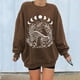 thumbnail image 1 of Puntoco Mujeres Casual Manga Completa Cuello Redondo tops Camisas Sueltas Blusa Estampado de Sol y Luna Sudadera Gráfica Puntoco Puntoco-5343, 1 of 5