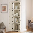 thumbnail image 7 of Glass Cabinet with 2 Clear Door, Curio Display Cabinet with 4 Shelves Glass Tower, 64'' High Figure Storage Display Corner Cabinet, Contemporary 4-Tier Retail Display Cases, White, SS2814, 7 of 7