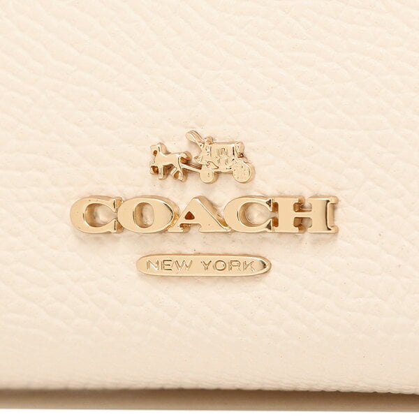 Coach 3-in-1 Crossgrain Silver Tone Colorblock Leather Zip Wallet - Chalk/Tan