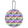 thumbnail image 1 of Cute Kawaii Rainbow Unicorn Pattern Round Luggage ID Tag Card Suitcase Carry-On, 1 of 7