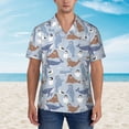 thumbnail image 2 of Disketp Seal Fox Seagull Whales Hawaiian Shirts for Men,Mens Casual Short Sleeve Button Down Shirts Beach Shirt,Large, 2 of 7