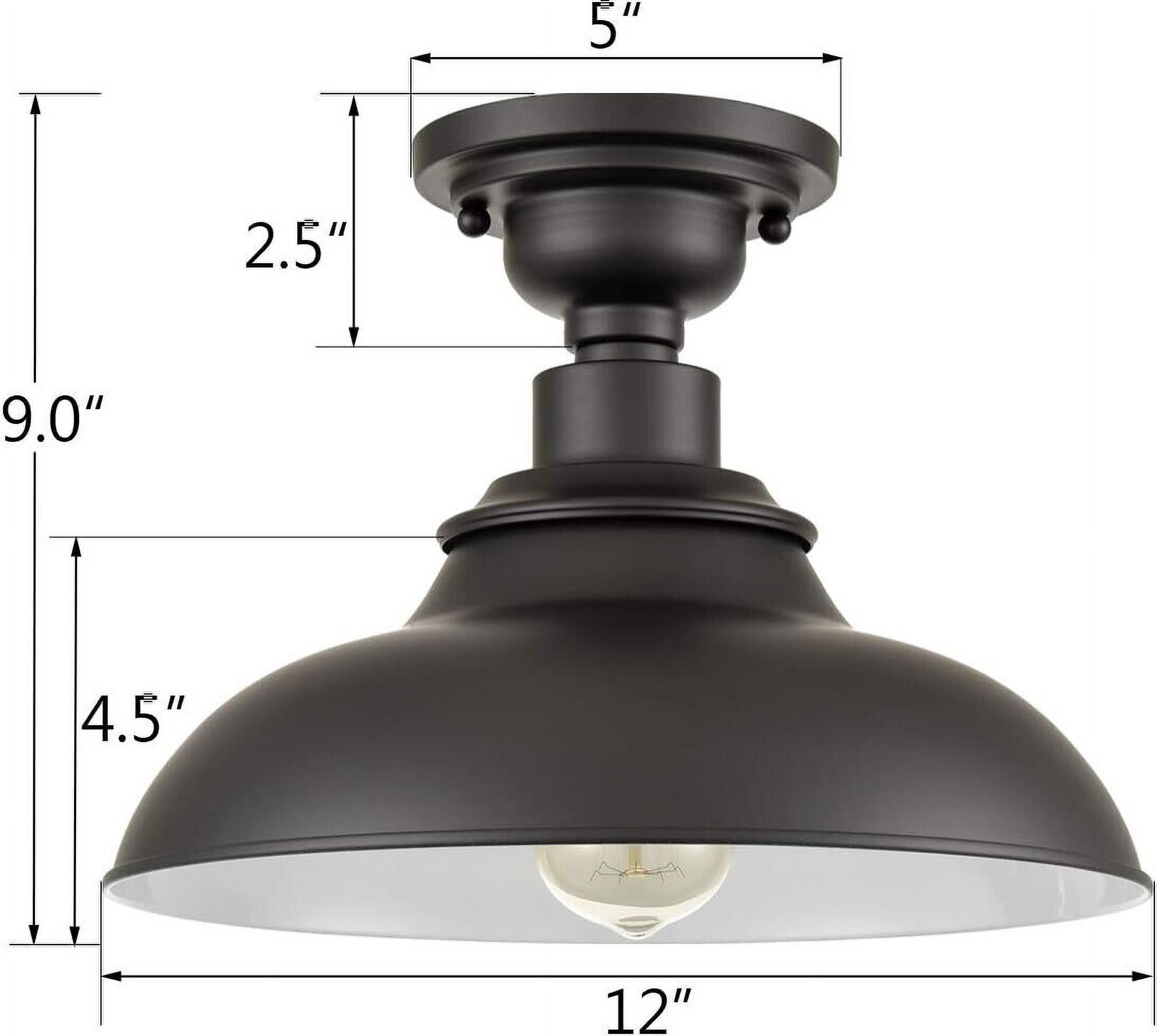 Claxy 12" Black Semi Flush Mount Barn Ceiling Light Fixture