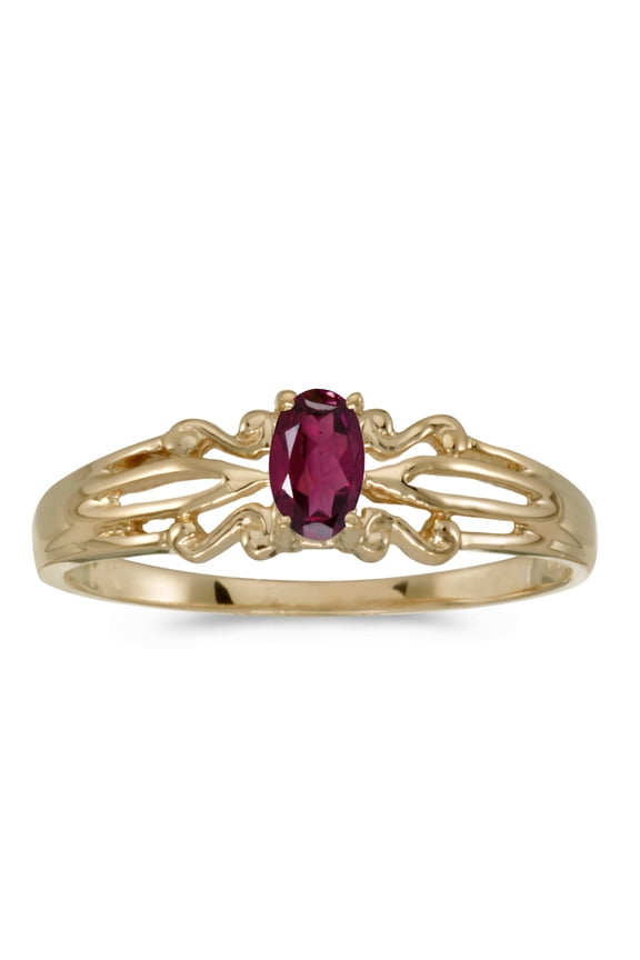 10k Yellow Gold Oval Rhodolite Garnet Ring