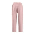 thumbnail image 3 of Chroia Women 2026 Summer Cotton Linen Capri Pants, Straight Wide Leg High Waist Casual Cropped Trousers, 3 of 3